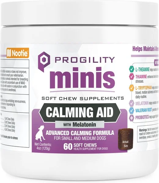 Nootie Progility Minis Calming Aid with Melatonin Soft Chew Supplement for Dogs