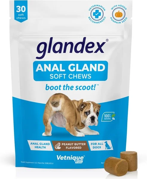 Glandex Anal Gland Support Peanut Butter Flavored Soft Chews Supplement for Dogs