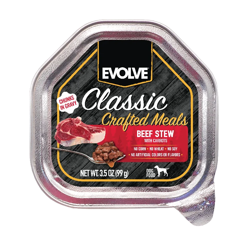 Classic Crafted Meals Beef Stew Wet Dog Food | 3.5 oz - 15 pk | Evolve