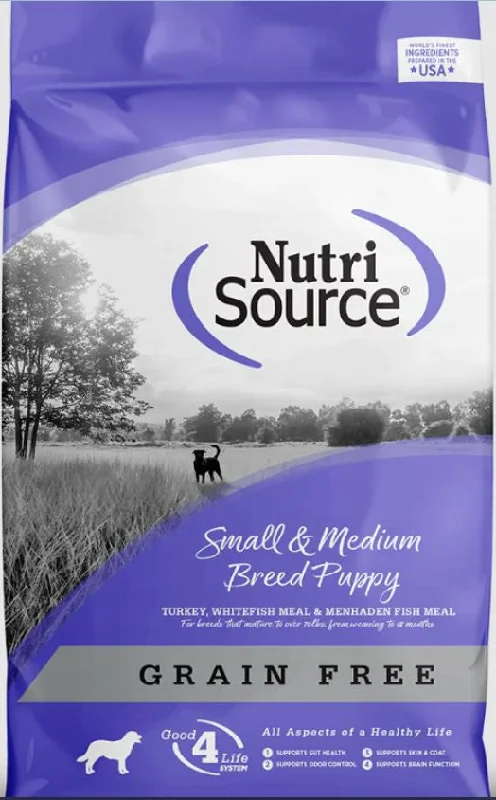 Nutri Source Grain Free Small and Medium Puppy food ; 26 lb