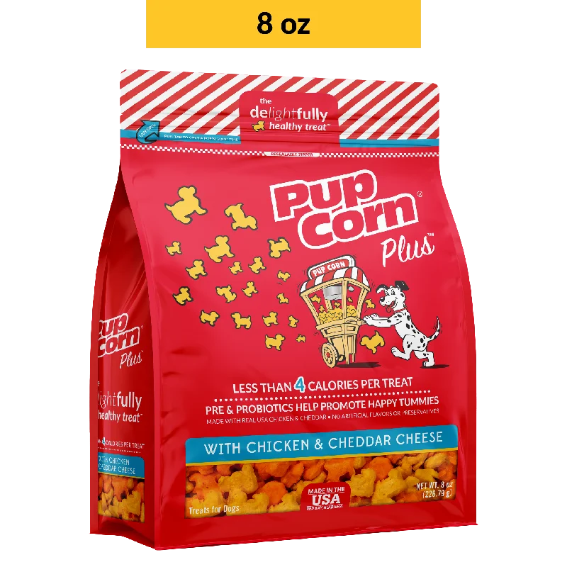 Chicken & Cheddar Cheese Dog Treats | 8 oz | Pup Corn Plus