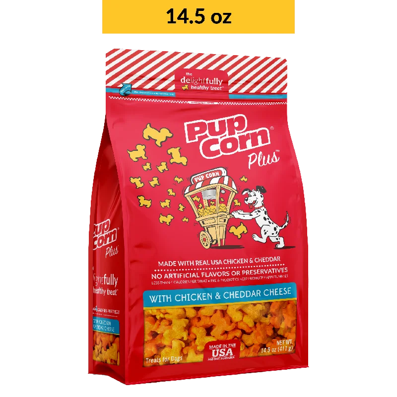 Chicken & Cheddar Cheese Dog Treats | 14.5 oz | Pup Corn Plus