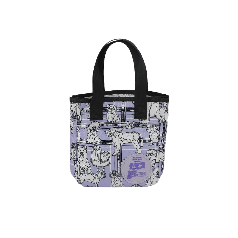 World Dog Show bag with handles, purple, with puppy appliqués