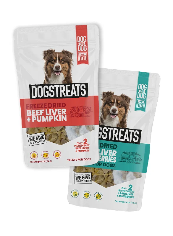 Freeze Dried DogsTreats Beef Liver & Pumpkin + Lamb Liver & Blueberries Bundle (4oz)