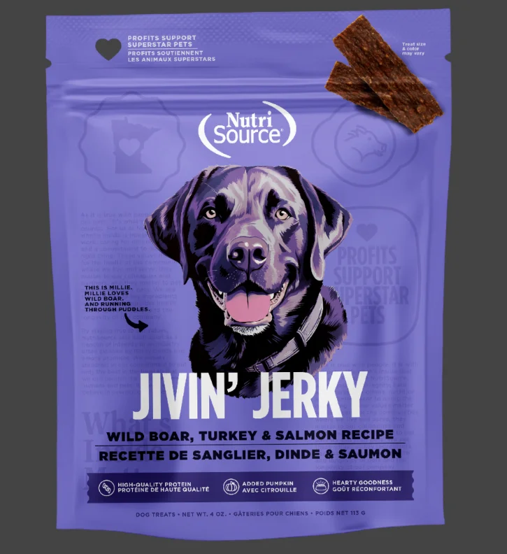 Nutrisource Wild Boar, Turkey, and Salmon Jivin Jerky For Dogs