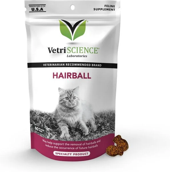 VetriScience Hairball Chicken Liver Flavored Soft Chews Hairball Control Supplement for Cats