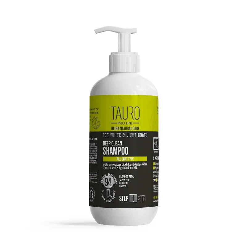 CLEARANCE Tauro Pro Line Ultra Natural Care deep clean shampoo for dogs and cats with white, light coat and skin