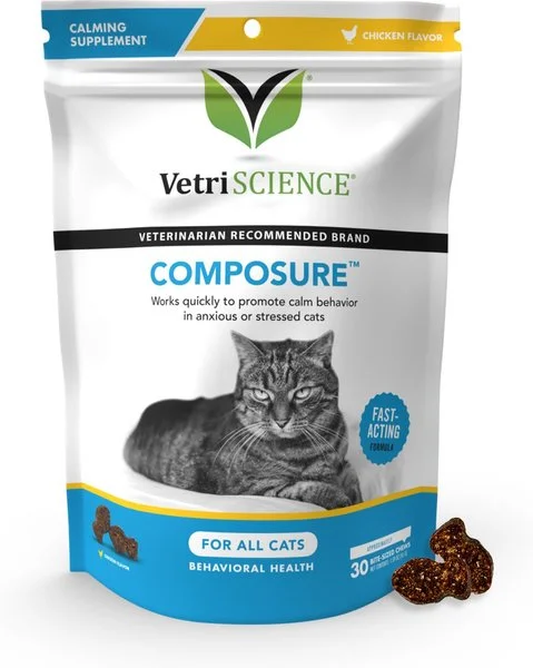 VetriScience Composure Chicken Liver Flavored Soft Chews Calming Supplement for Cats