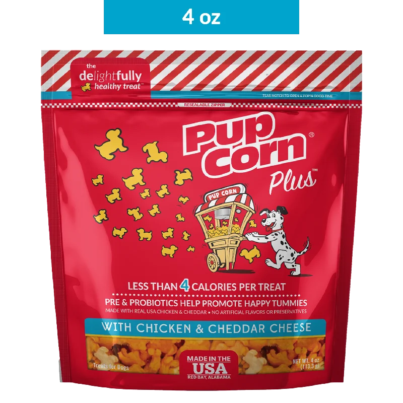 Chicken & Cheddar Cheese Dog Treats | 4 oz | Pup Corn Plus