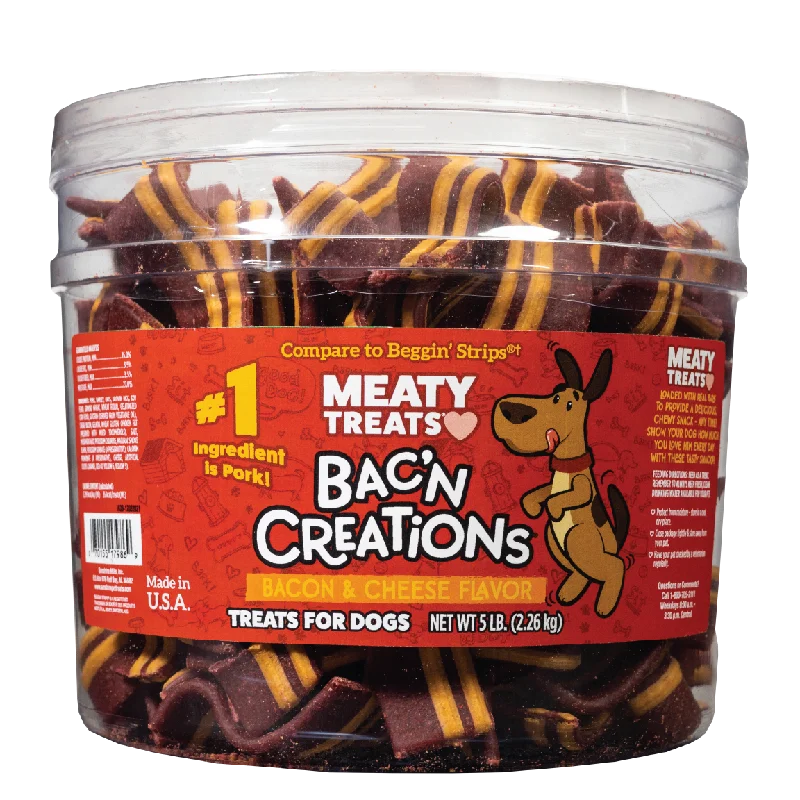 Bac'n Creations Bacon & Cheese Dog Treats | 5 LB | Meaty Treats