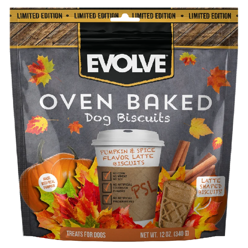 Evolve Pumpkin Spice Latte Biscuits for Dogs Biscuit Dog Treats | 12 oz