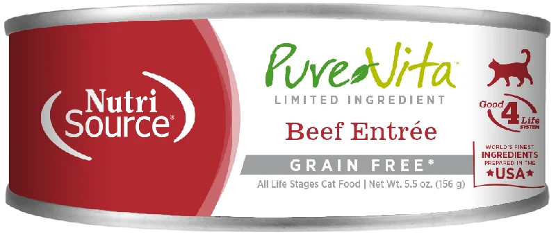 Pure Vita Grain Free Beef Entree Wet Cat Food 5.5oz