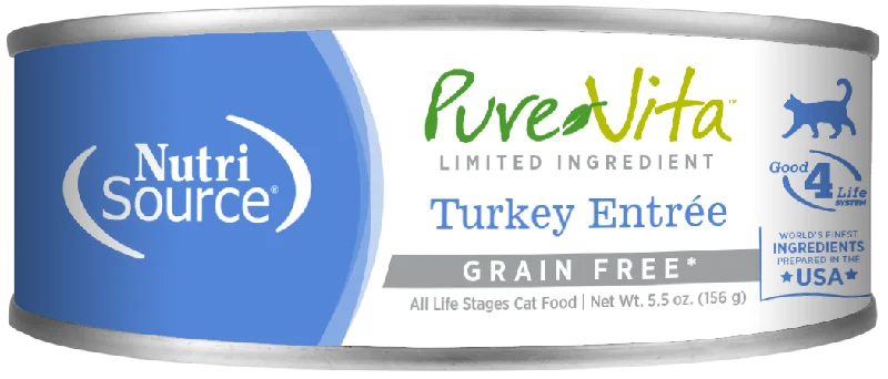 Pure Vita Grain Free Turkey Entree Wet Cat Food 5.5oz