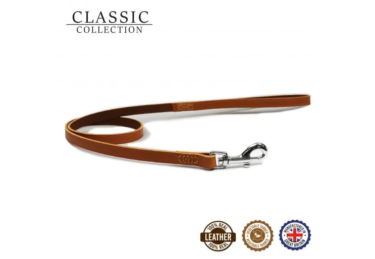 Ancol - Classic Heritage Leather Lead - Tan - 100x1.9cm